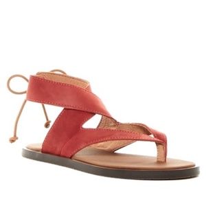Sanuk Mariposa Leather Ankle Wrap Thong Sandals